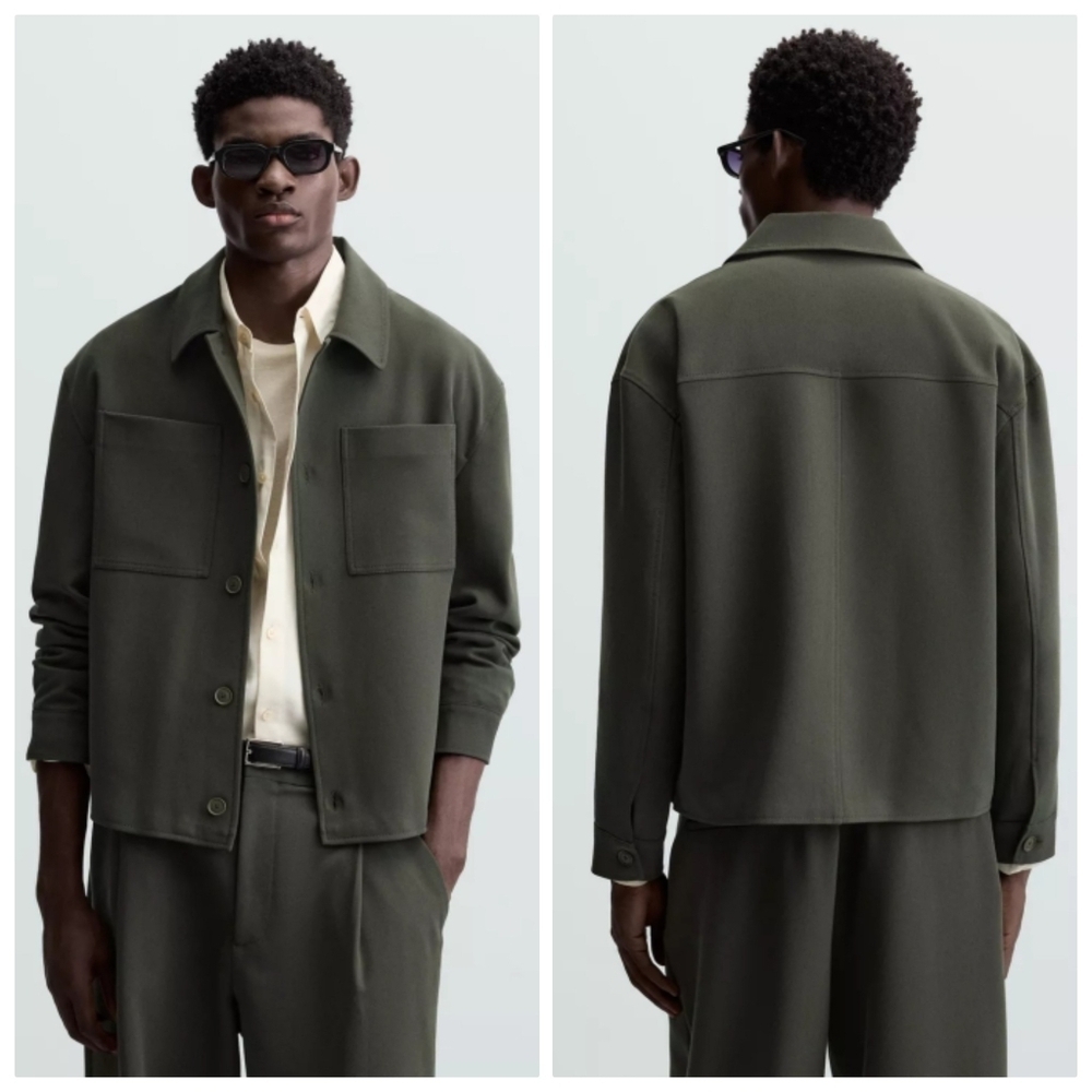 New Zara Boxyfit Button Front Green Overshirt/Jacket X-Large NWOT 6861/454/500